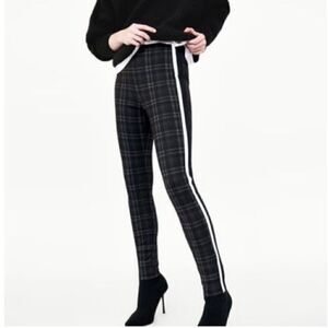 ZARA Plaid Leggings with Side Stripe M